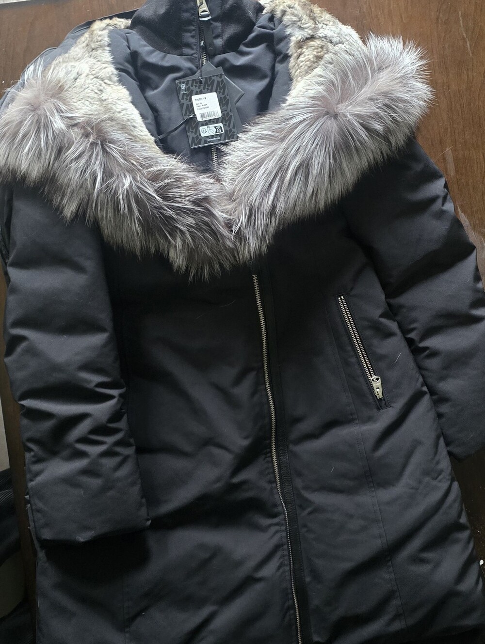 Mackage Black Puffer Parka with Fur-Trim Hood Medium - Picture 2 of 5